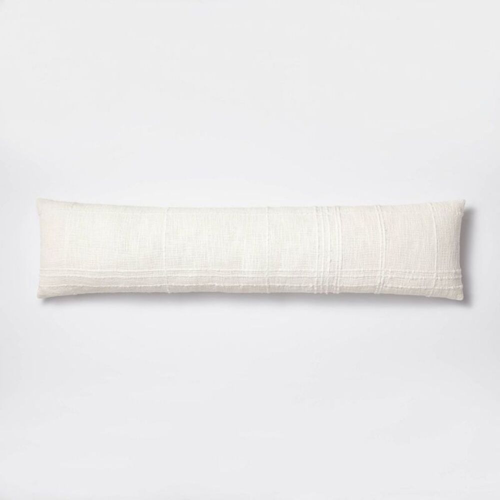Bed Lumbar Texture Tonal Plaid Decorative Throw Pi White